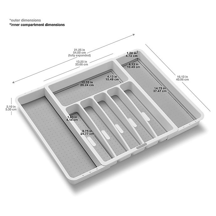 slide 7 of 7, madesmart Expandable Cutlery Tray - White/Grey, 1 ct