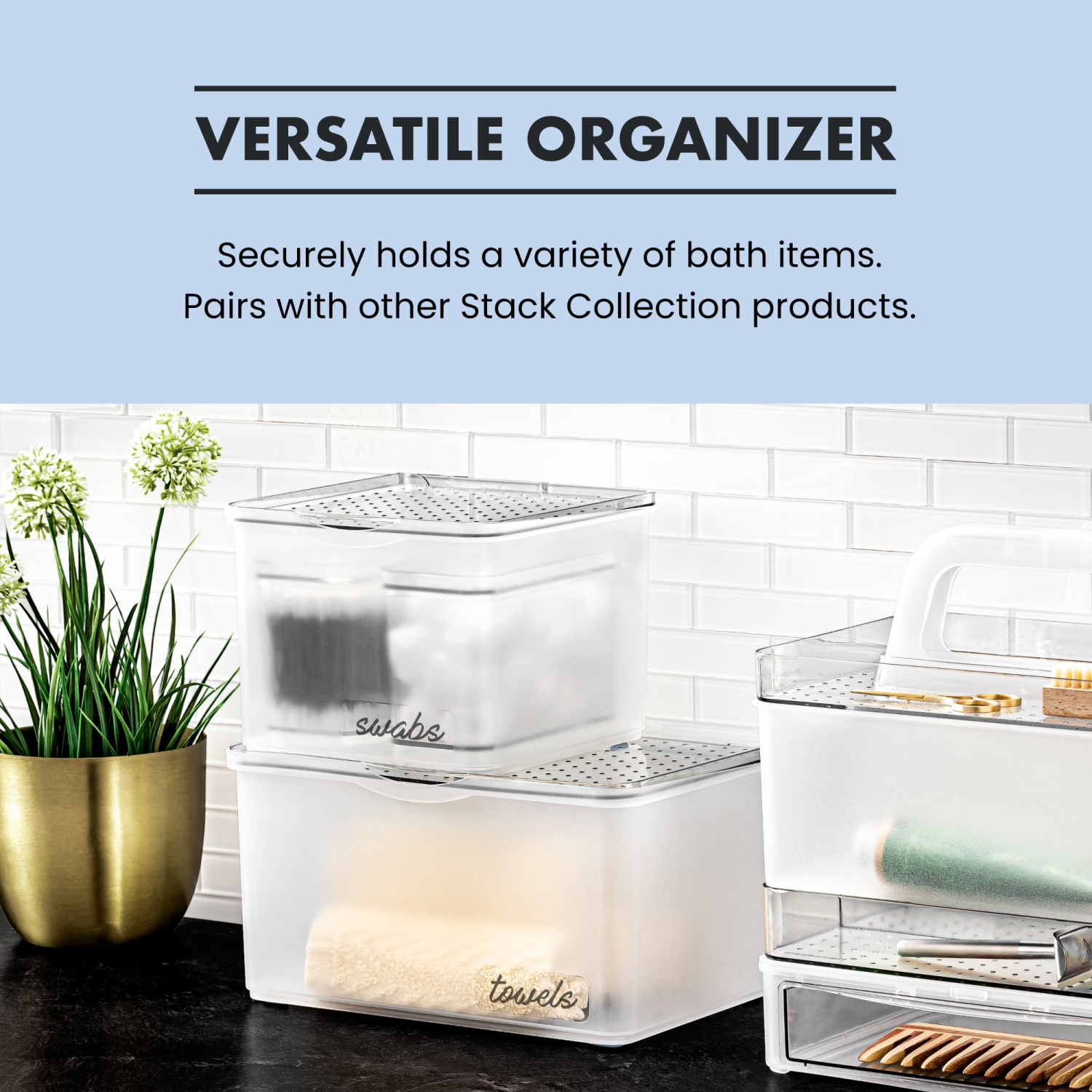 slide 3 of 6, Madesmart Medium Lid Bin, 1 ct