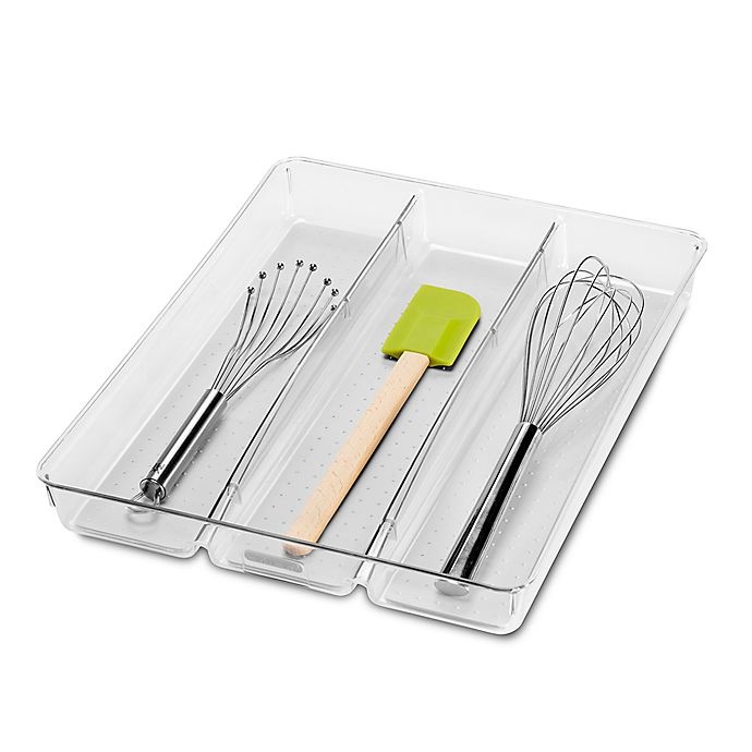 slide 2 of 5, madesmart Clear Collection 3-Compartment Large Utensil Tray, 1 ct