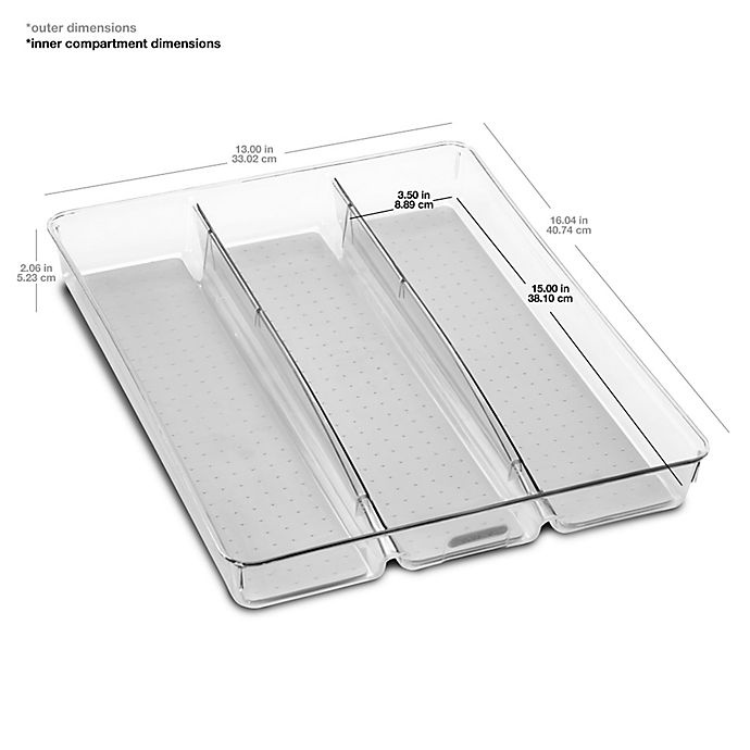 slide 4 of 5, madesmart Clear Collection 3-Compartment Large Utensil Tray, 1 ct