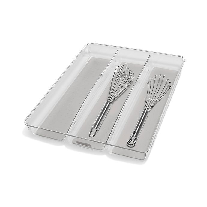slide 1 of 5, madesmart Clear Collection 3-Compartment Large Utensil Tray, 1 ct