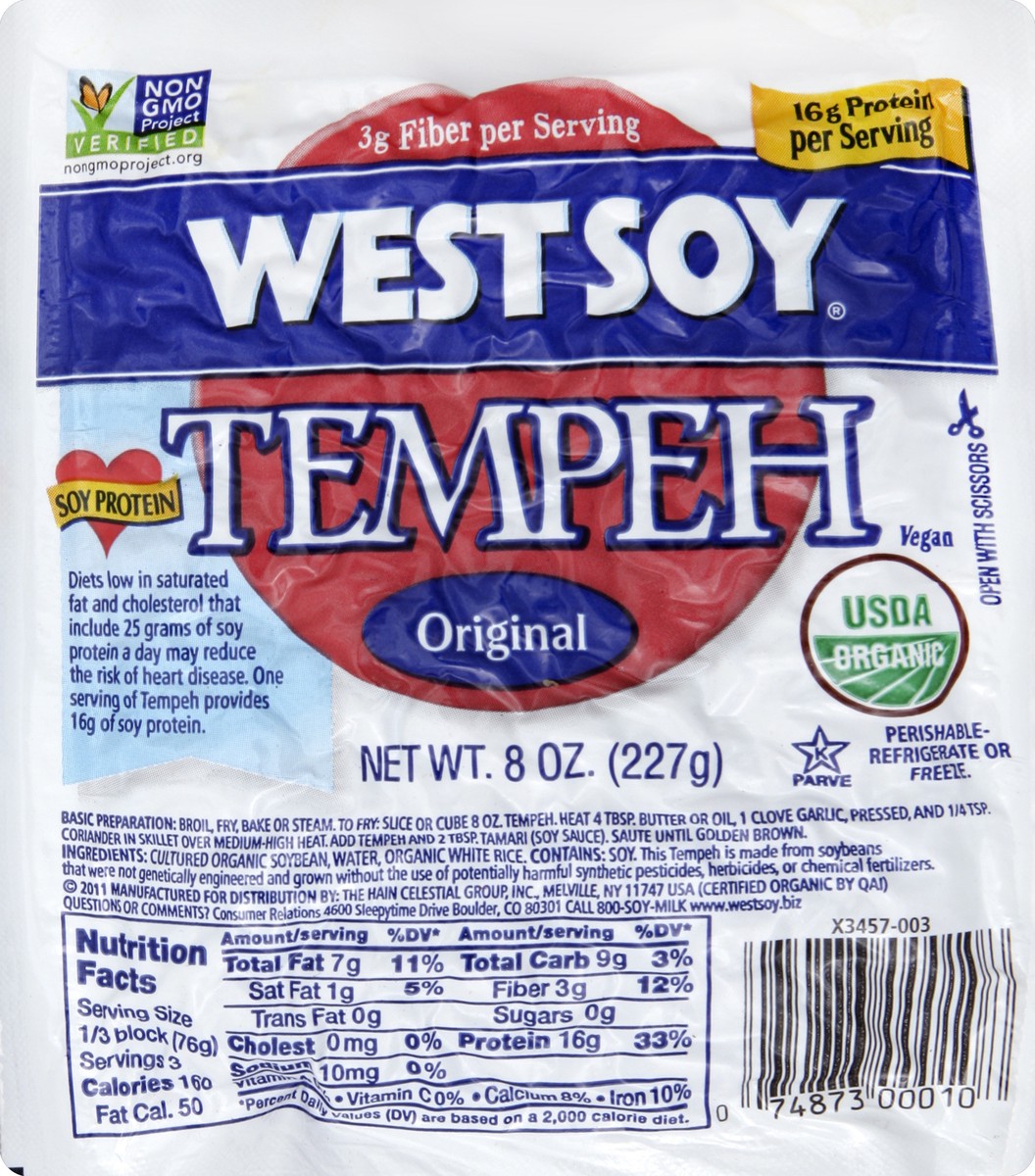 slide 5 of 5, WestSoy Original Tempeh, 8 oz