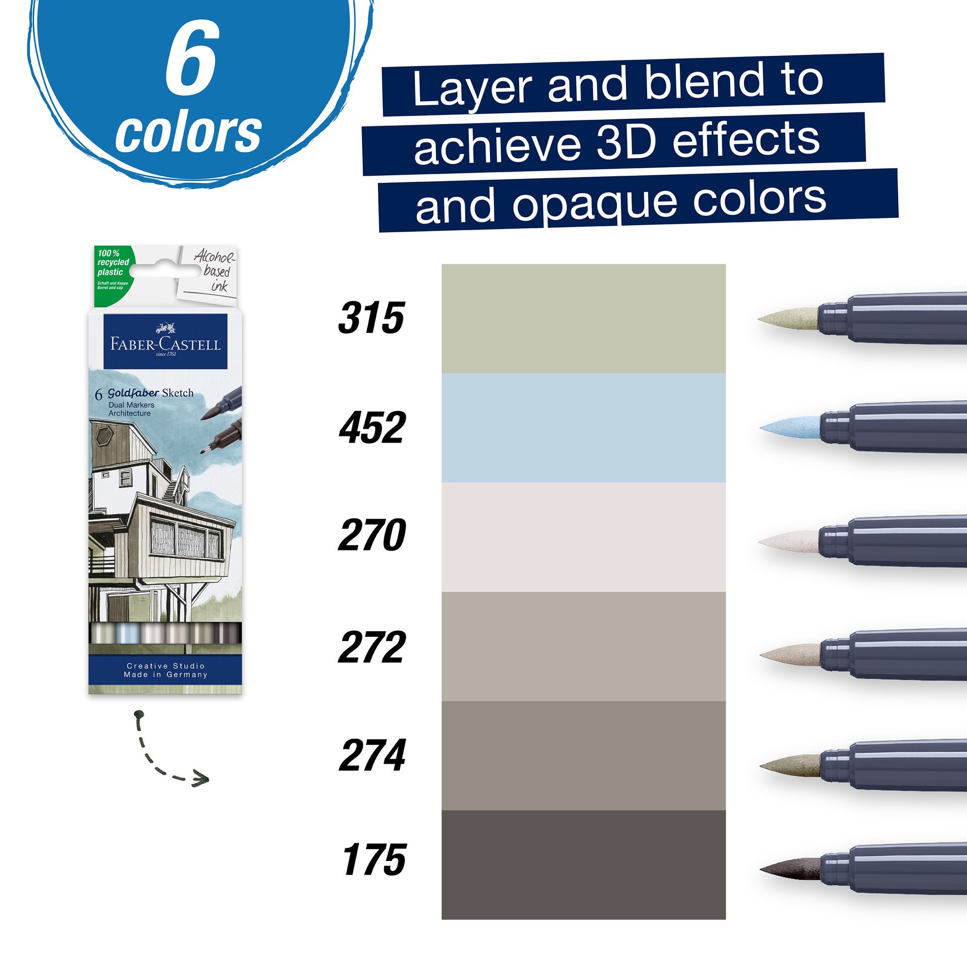 slide 5 of 10, Faber-Castell Goldfaber Sketch Architecture Dual Tip Alcohol Markers, 1 ct