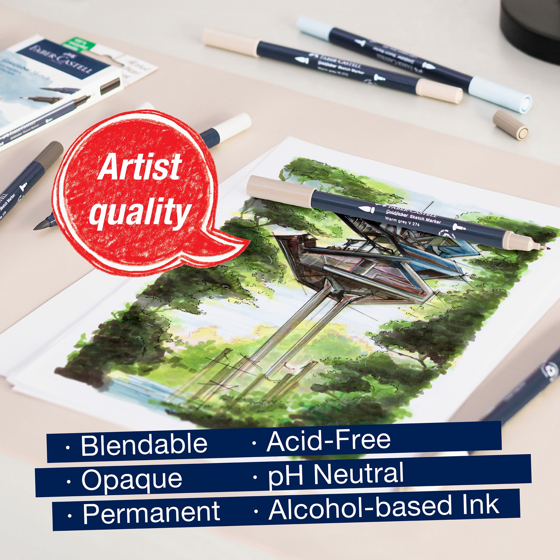 slide 2 of 10, Faber-Castell Goldfaber Sketch Architecture Dual Tip Alcohol Markers, 1 ct