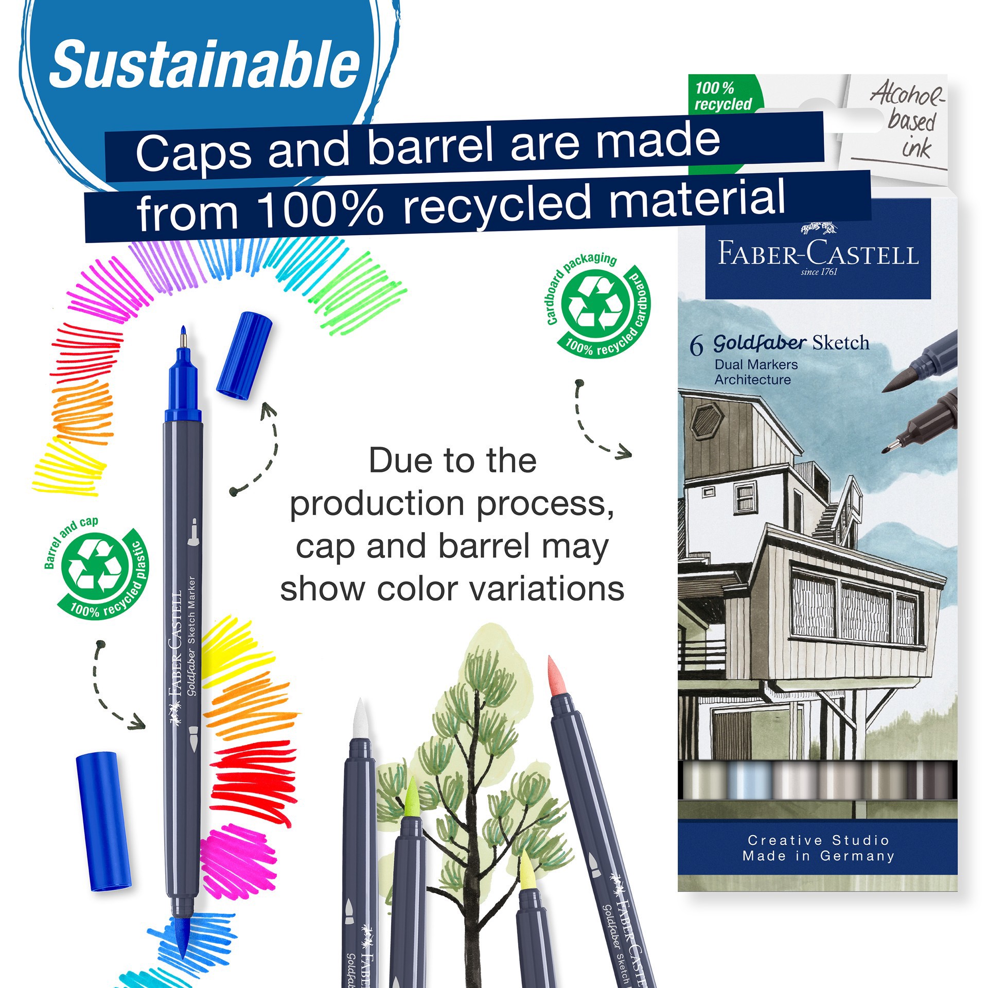 slide 6 of 10, Faber-Castell Goldfaber Sketch Architecture Dual Tip Alcohol Markers, 1 ct