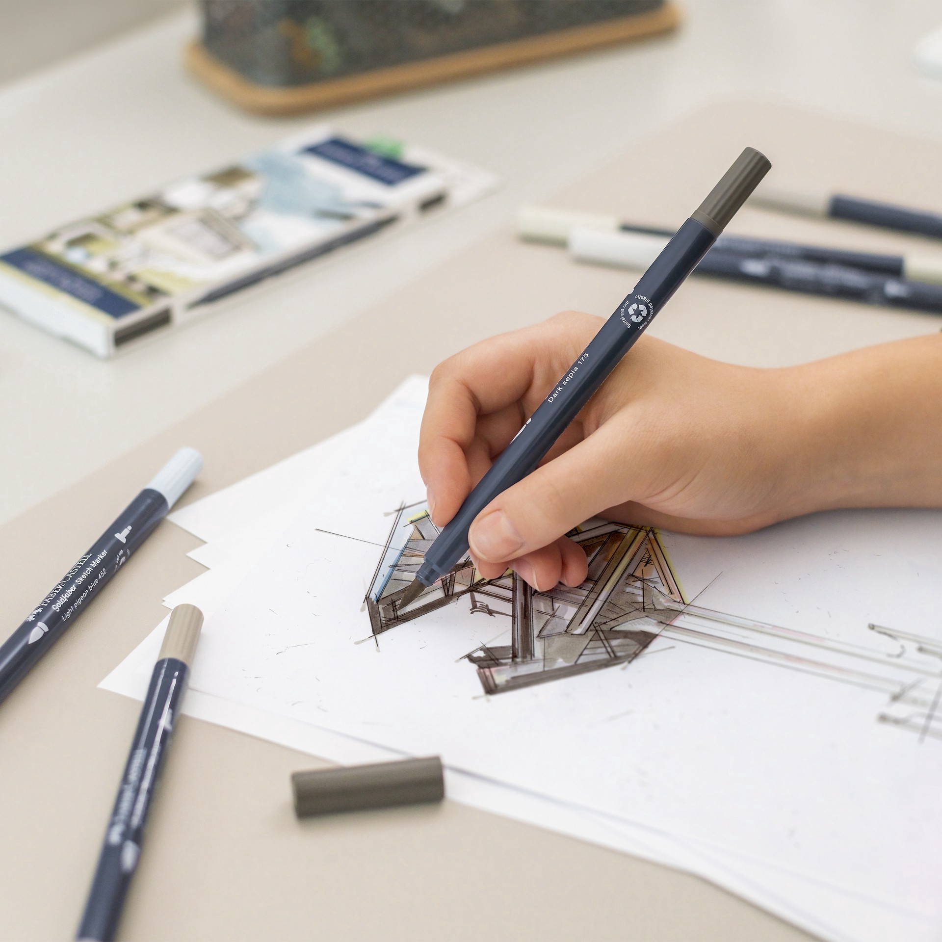 slide 7 of 10, Faber-Castell Goldfaber Sketch Architecture Dual Tip Alcohol Markers, 1 ct