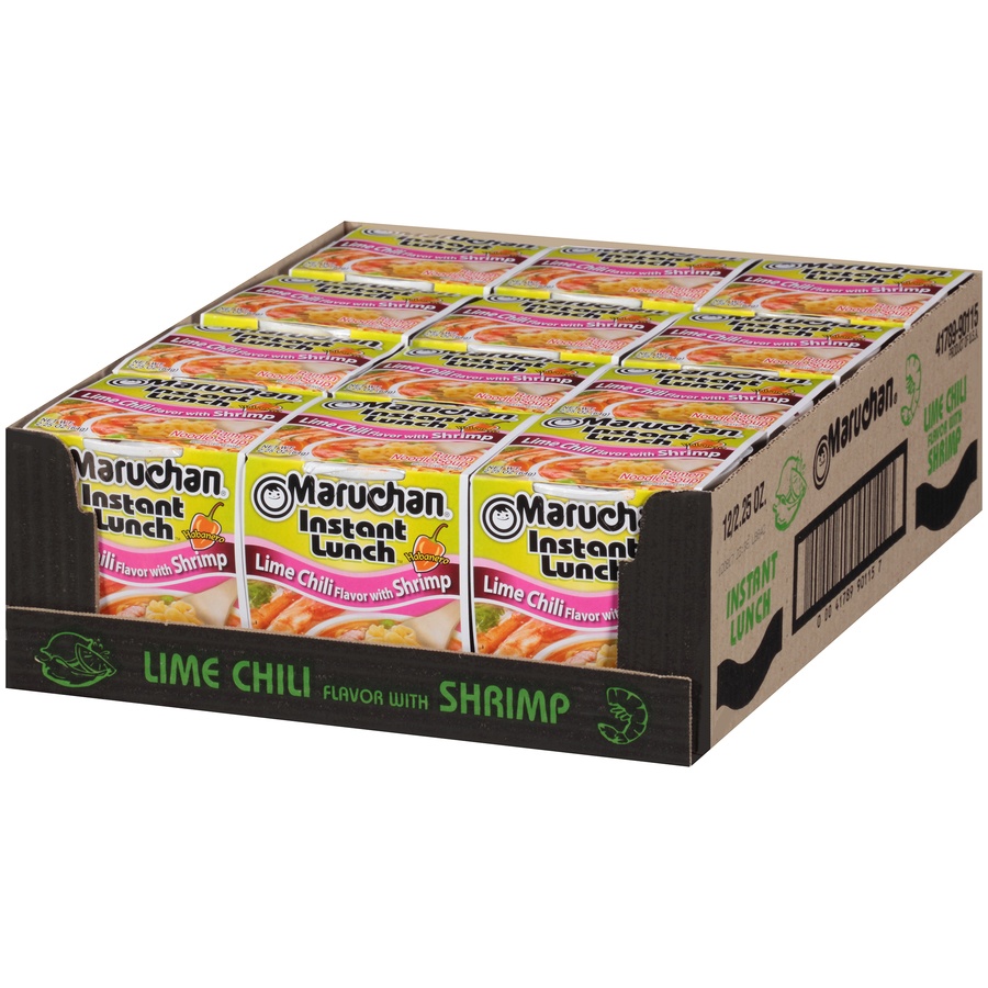 slide 3 of 8, Maruchan Instant Lunch Lime Chili Flavor with Shrimp Ramen Noodle Soup, 12 ct; 2.25 oz