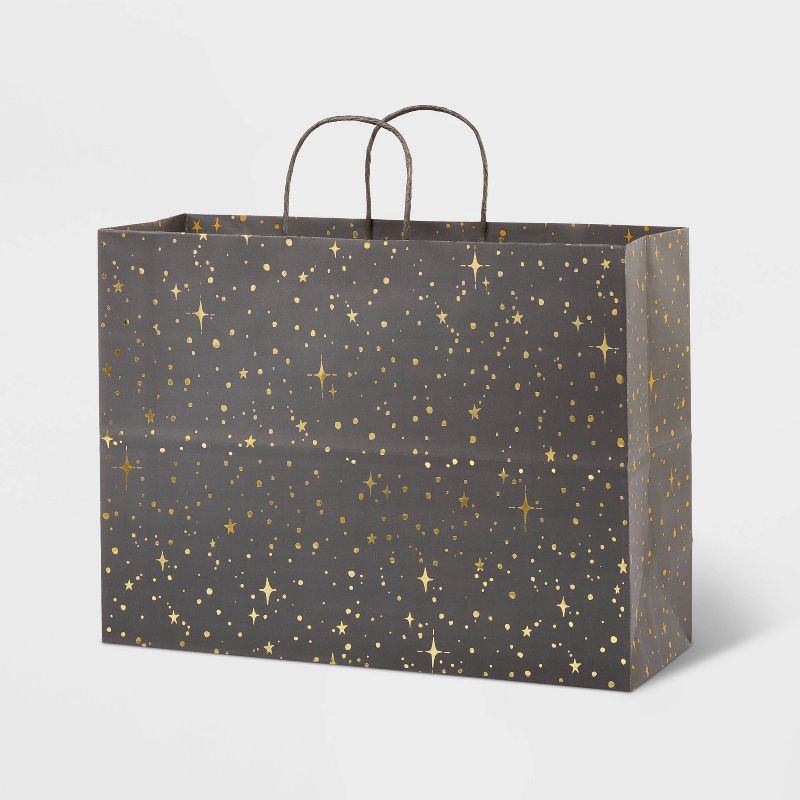 slide 1 of 3, Foil Star Dotted Medium Gift Bag Gray - Spritz™, 1 ct