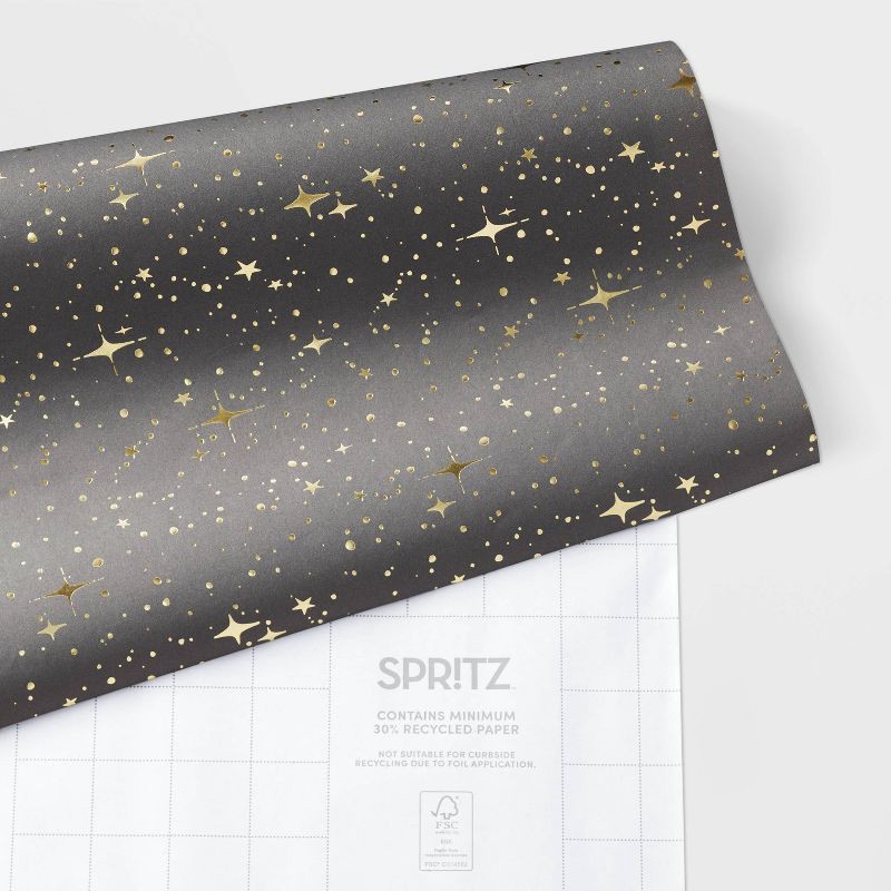 slide 3 of 3, Foil Dotted Wrapping Paper Dark Gray - Spritz™, 1 ct