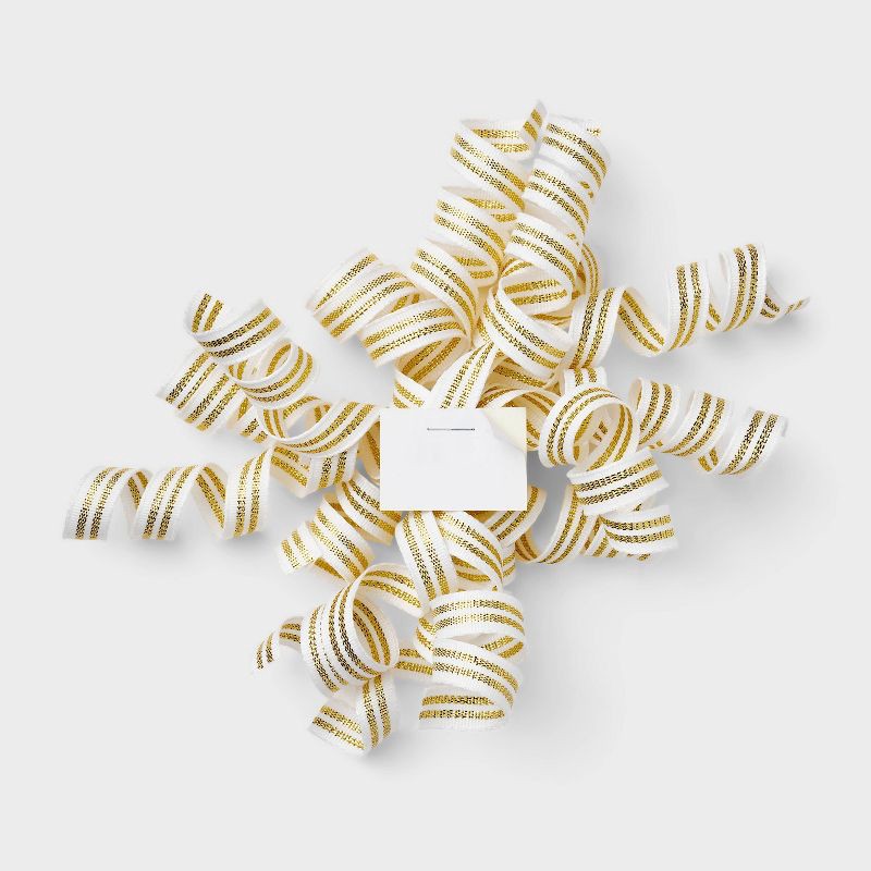 slide 3 of 3, Curl Swirl Bow Gold/White - Spritz™, 1 ct