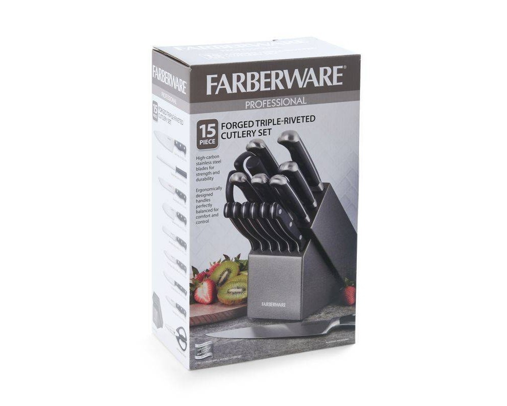 slide 6 of 6, Farberware Forged Triple Rivet Knife Block Set; Graphite, 15 ct