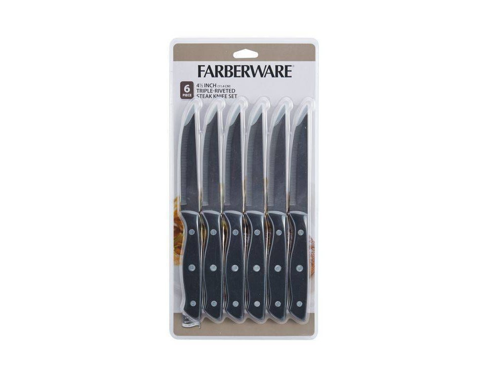 slide 4 of 4, Farberware 6pc Triple Rivet Steak Knife Set, 6 ct