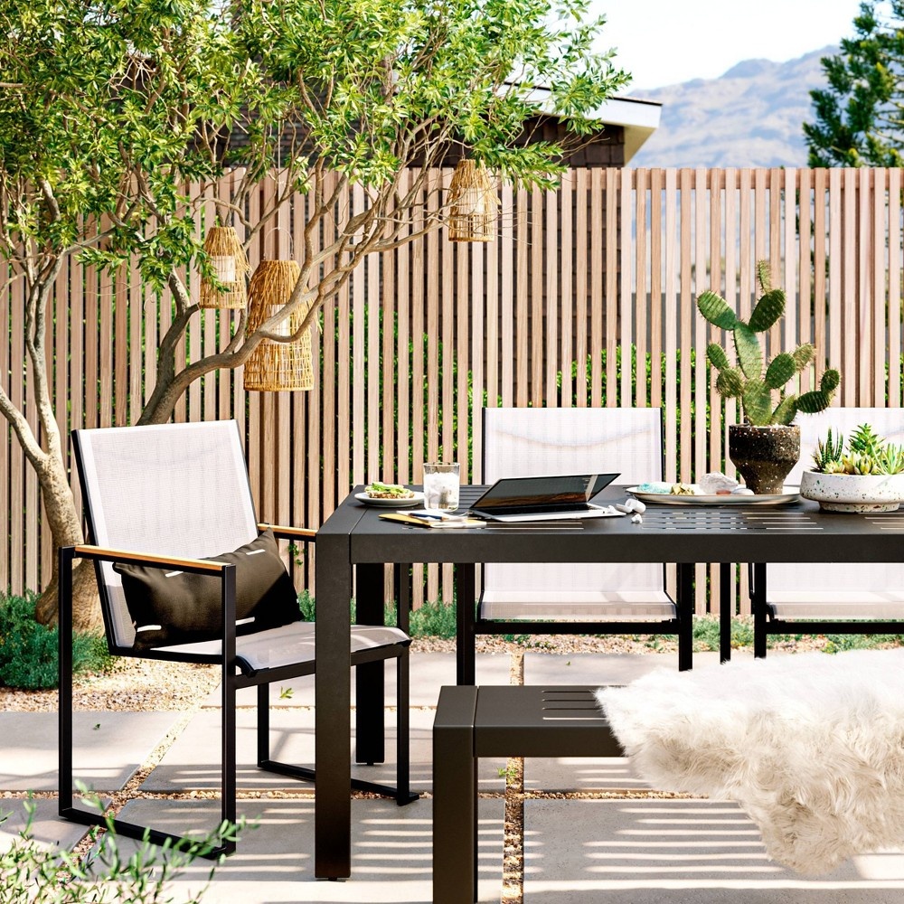 slide 2 of 2, Woven Stripe Outdoor Lumbar Decorative Pillow Black - Project 62, 1 ct