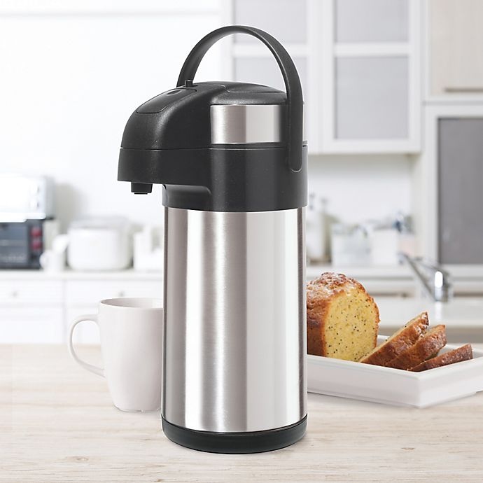 slide 2 of 5, Oggi Air King Pump Pot Insulated Stainless Steel Beverage Server, 3 liter