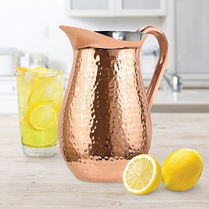 slide 2 of 2, Oggi Hammered Stainless Steel Copper Plated Pitcher, 1 ct