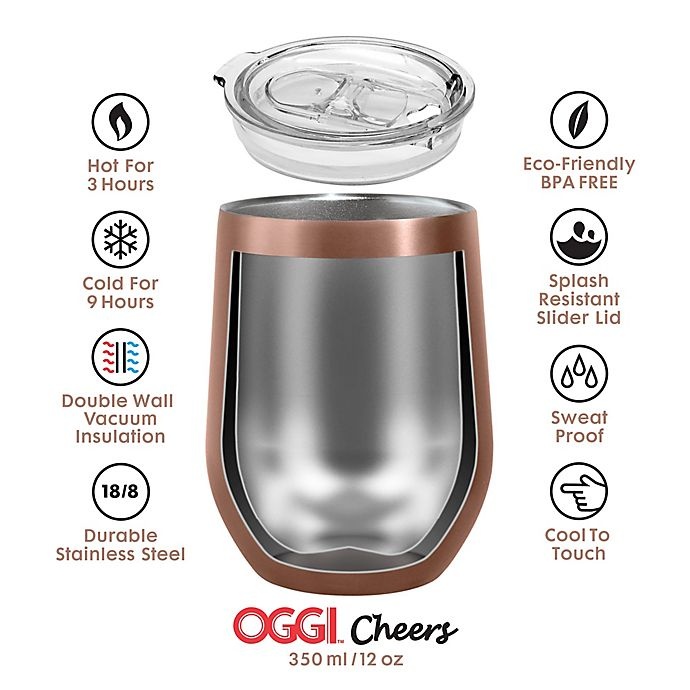 slide 4 of 4, Oggi Cheers Stainless Steel Wine Tumbler - Champagne, 1 ct