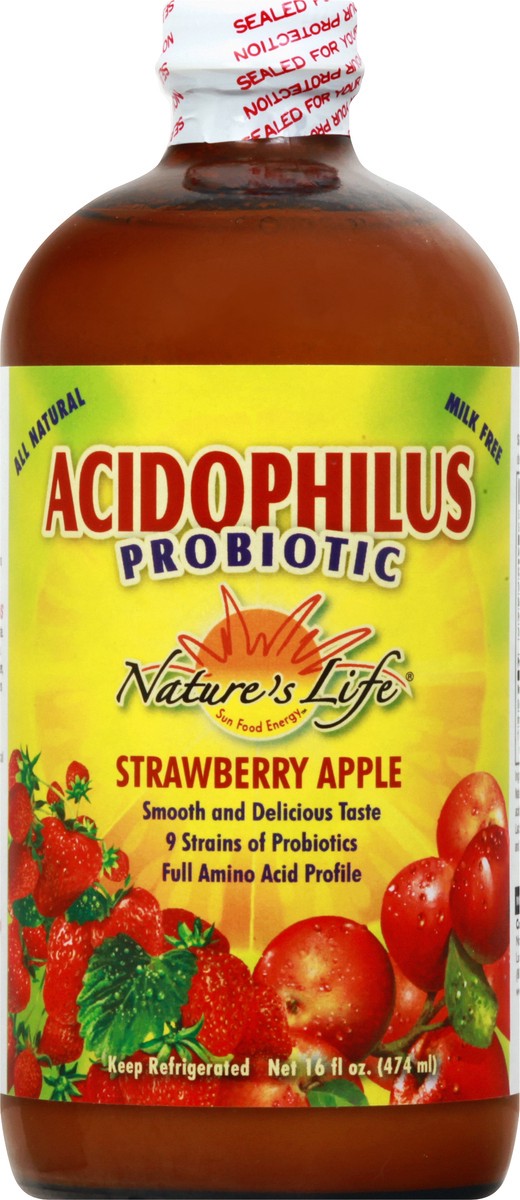 slide 1 of 13, Nature's Life Strawberry Apple Acidophilus Probiotic - 16 oz, 16 oz