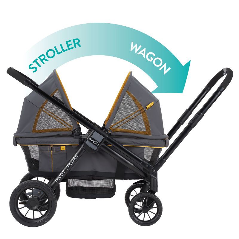 slide 14 of 25, Evenflo Pivot Xplore All-Terrain Double Stroller Wagon - Adventurer Gray, 1 ct