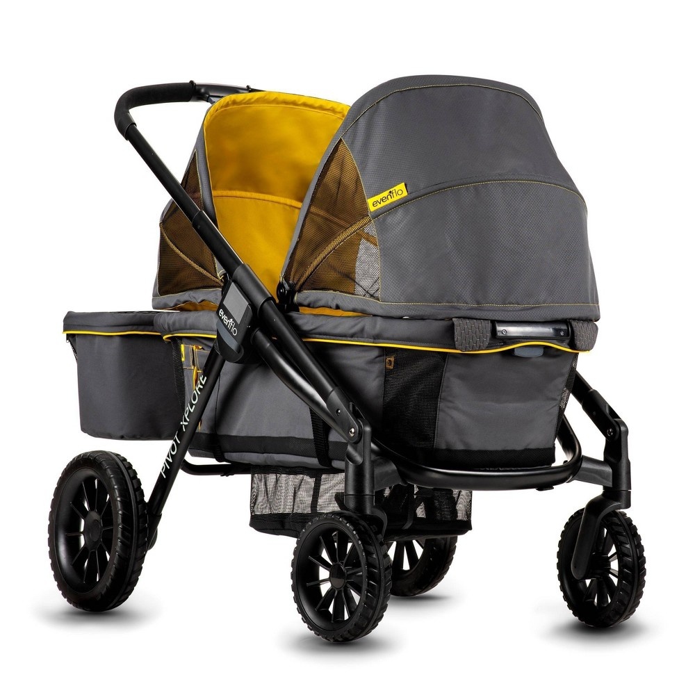 slide 4 of 24, Evenflo Pivot Xplore All-Terrain Double Stroller Wagon - Adventurer Gray, 1 ct