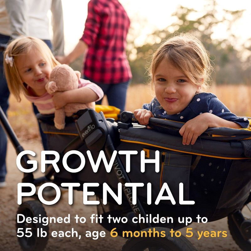 slide 8 of 25, Evenflo Pivot Xplore All-Terrain Double Stroller Wagon - Adventurer Gray, 1 ct