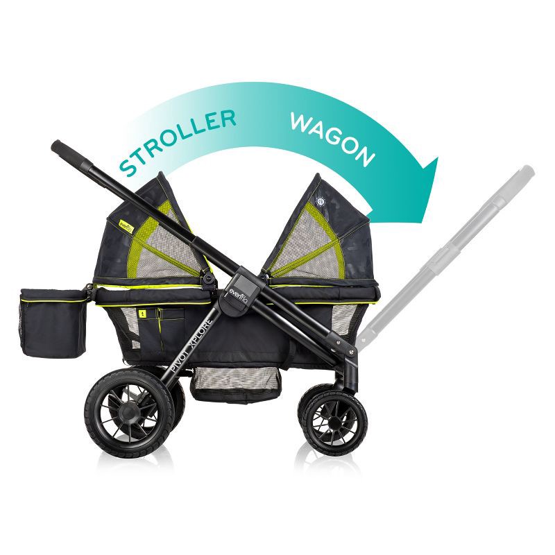 slide 10 of 25, Evenflo Pivot Xplore All-Terrain Double Stroller Wagon - Adventurer Gray, 1 ct