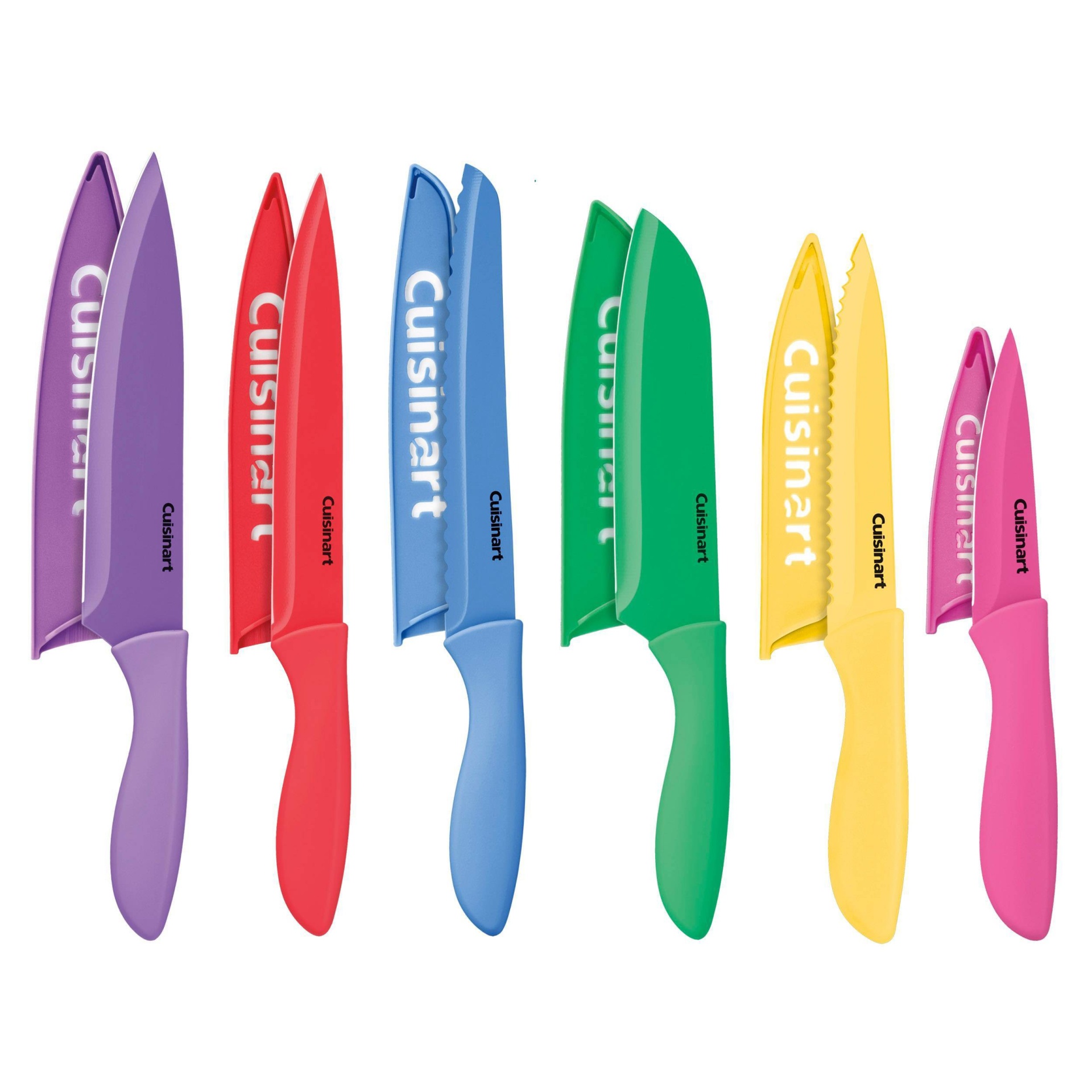 slide 1 of 14, Cuisinart Advantage 12pc Ceramic-Coated Color Knife Set With Blade Guards- C55-12PC2T, 12 ct