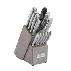 Cuisinart Classic 15pc Stainless Steel Knife Block Set - C77SS-15PT: Forged Cutlery, Serrated Blades, Hand Wash Care