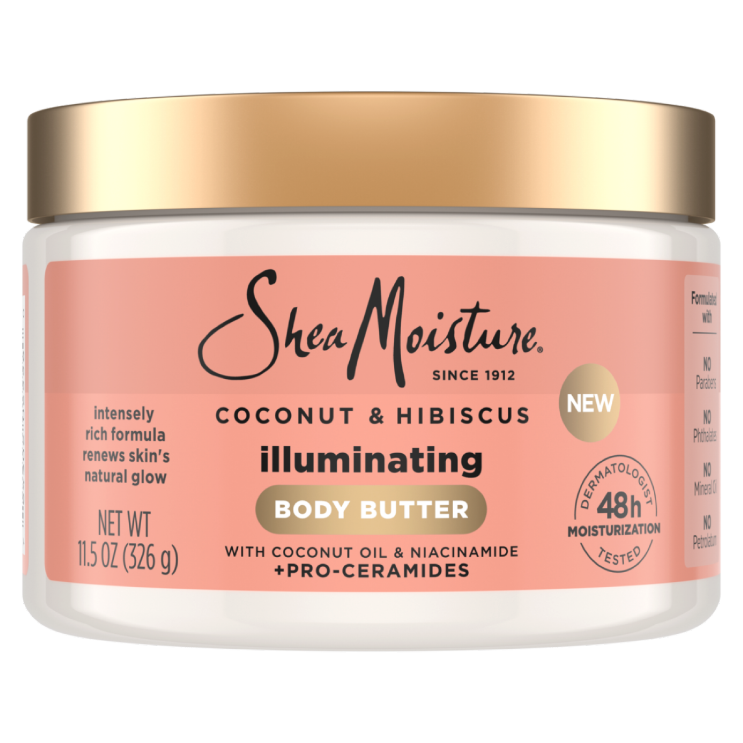 slide 3 of 4, SHEA MOISTURE SheaMoisture Illuminating Body Butter Coconut & Hibiscus for Renewing Skins Natural Glow, with 48H Moisturization, 11.5 oz, 11.5 oz