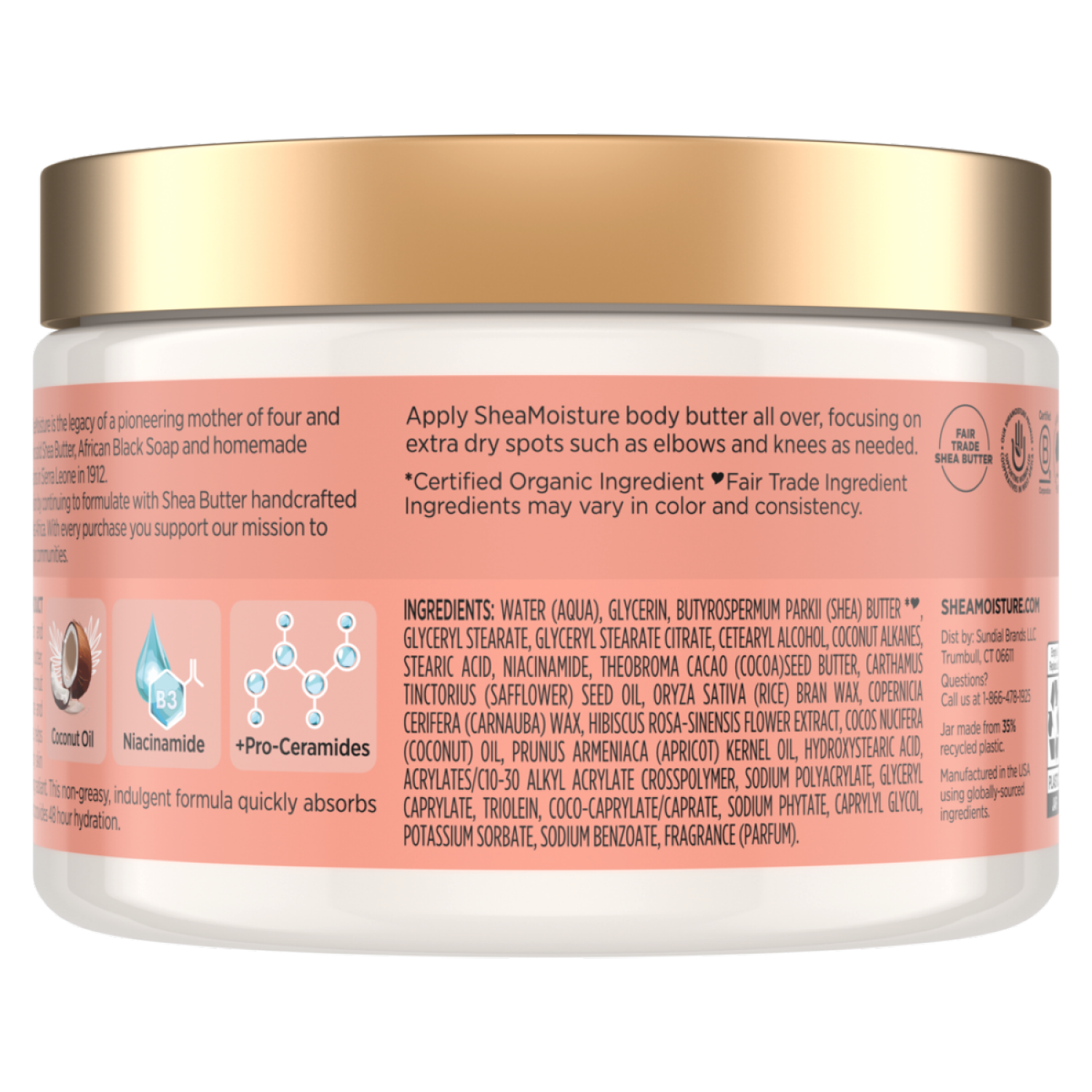 slide 4 of 4, SHEA MOISTURE SheaMoisture Illuminating Body Butter Coconut & Hibiscus for Renewing Skins Natural Glow, with 48H Moisturization, 11.5 oz, 11.5 oz