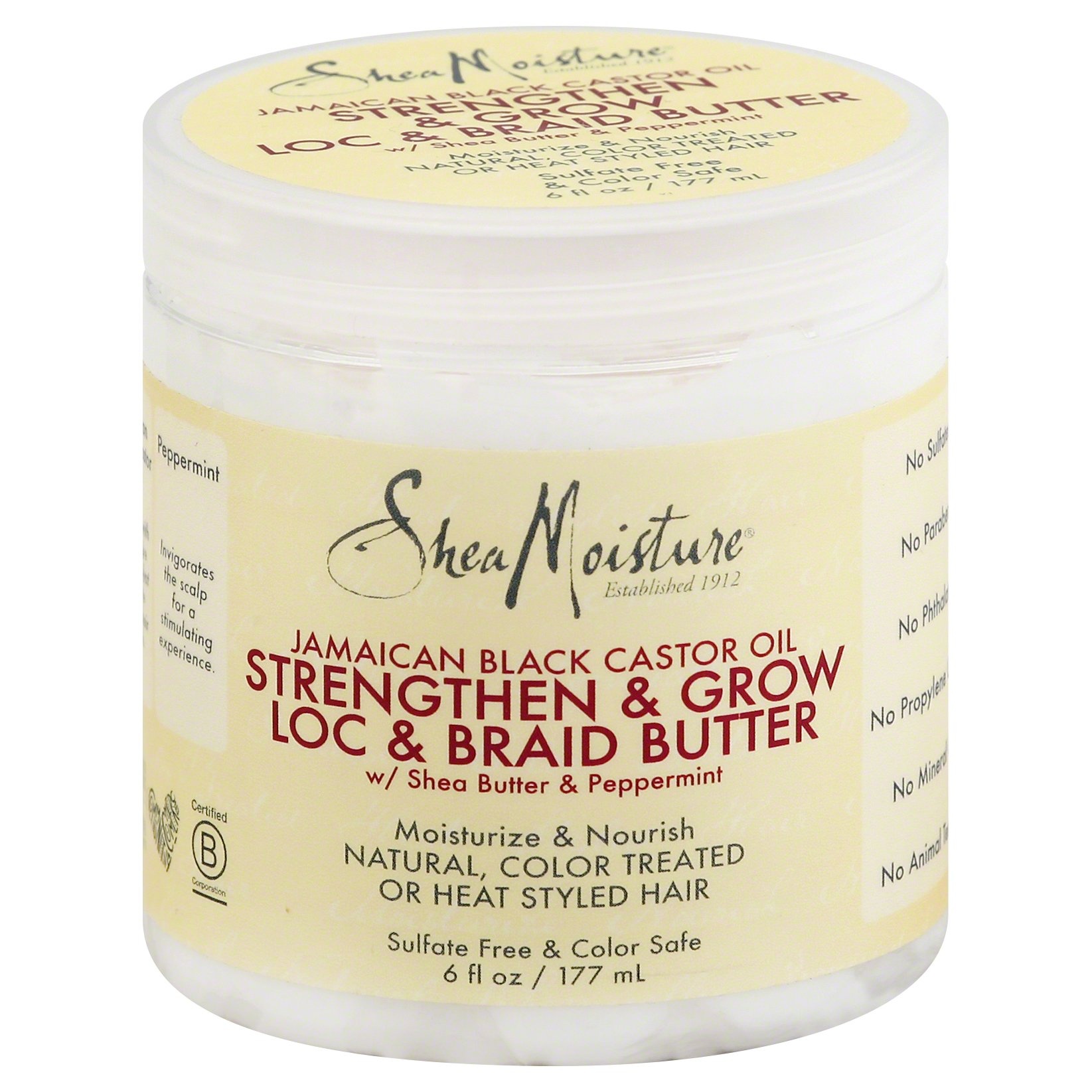 slide 1 of 1, SheaMoisture Jamaican Black Castor Oil Strengthen & Grow Loc & Braid Butter, 6 oz