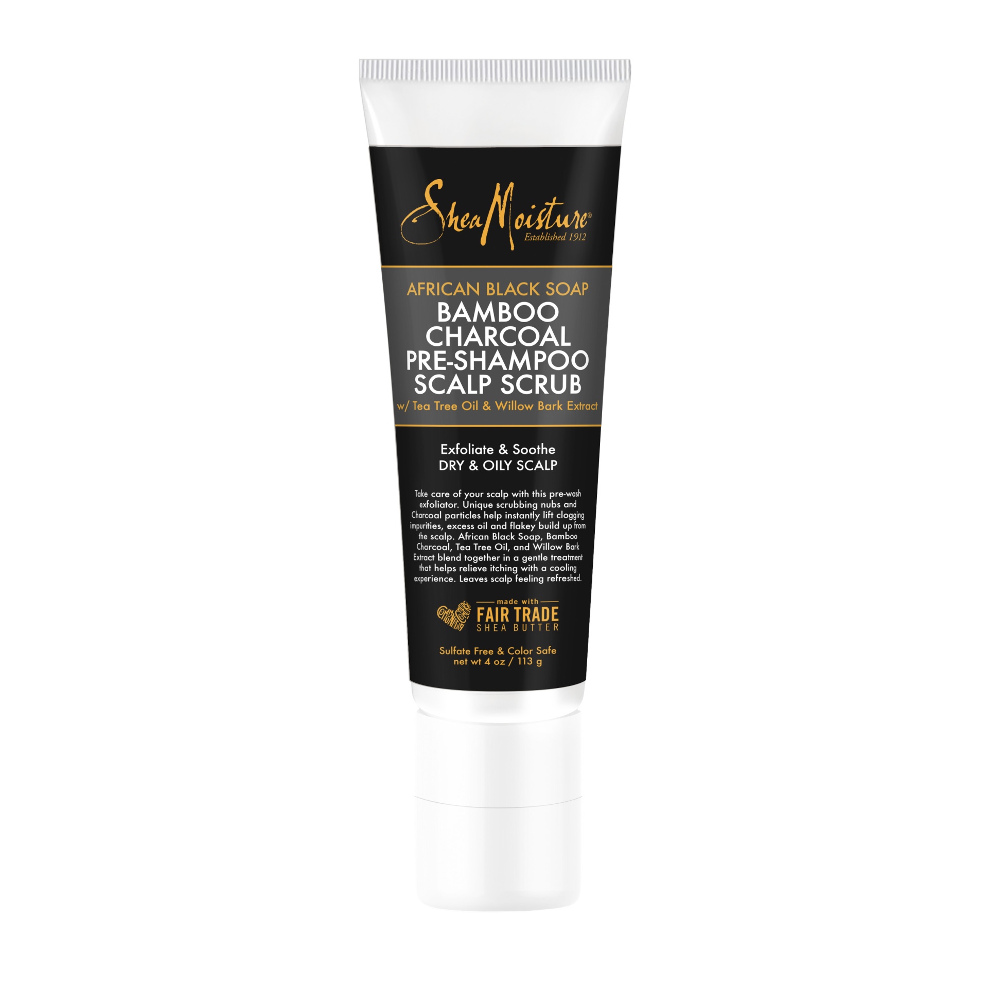 slide 1 of 4, SheaMoisture African Black Soap Bamboo Charcoal Pre-Shampoo Scalp Scrub, 4 oz