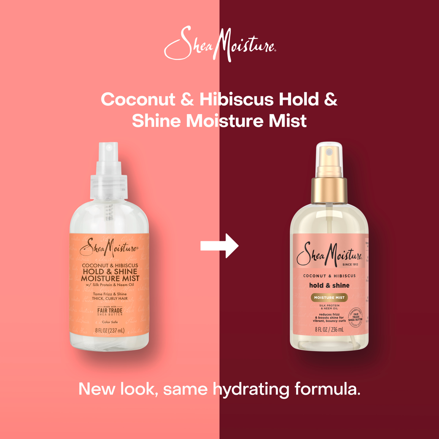 slide 2 of 6, SheaMoisture Hold & Shine Coconut & Hibiscus Moisture Mist 8 oz, 8 oz