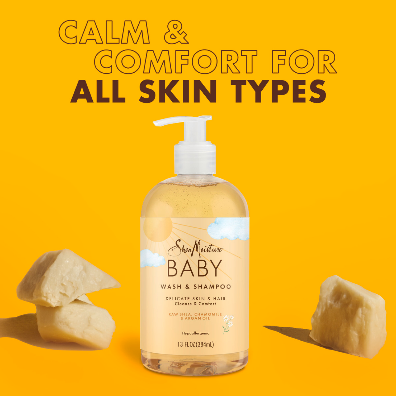 slide 2 of 4, SheaMoisture Baby Calm & Comfort Raw Shea Chamomile & Argan Oil Wash & Shampoo 13 oz, 13 oz