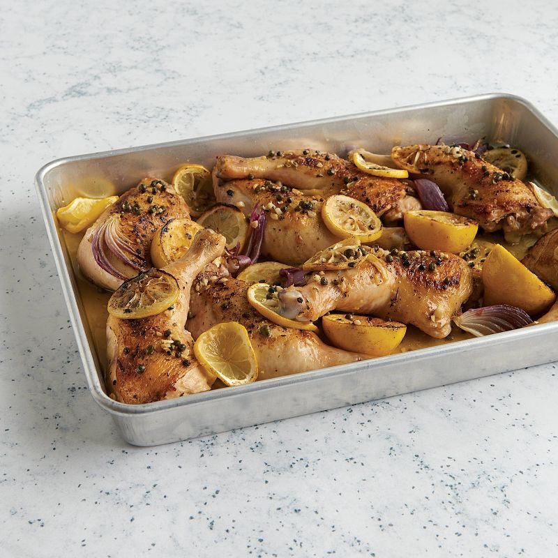 slide 4 of 8, Nordic Ware 17.9"x13" Aluminum Naturals High Sided Cake Sheet Pan: Hand Wash, Oven-Safe Baking Pan, Silver, 1 ct