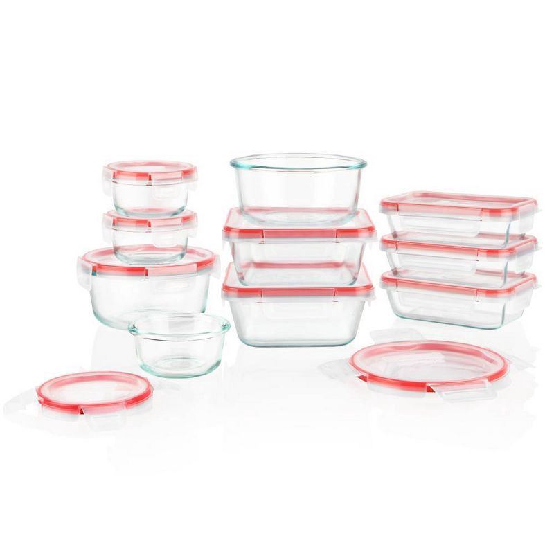 slide 3 of 3, Pyrex 20pc Glass Freshlock Food Storage Set: Glass Containers with Lids, Dishwasher & Microwave Safe, Clear, 20 ct