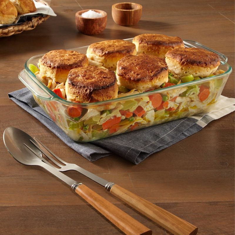 slide 3 of 6, Pyrex 9"X13" Deep Glass Bakeware: Oven-Safe Rectangle Baking Dish, Freezer & Dishwasher-Safe, 5 Qt Capacity, 5 qt