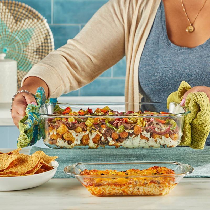 slide 5 of 6, Pyrex 9"X13" Deep Glass Bakeware: Oven-Safe Rectangle Baking Dish, Freezer & Dishwasher-Safe, 5 Qt Capacity, 5 qt