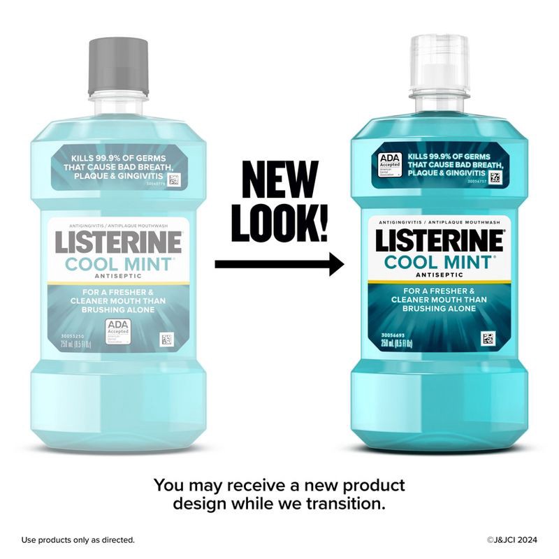 slide 3 of 16, Listerine Antiseptic Mouthwash for Bad Breath and Plaque Cool Mint - 250ml, 250 ml