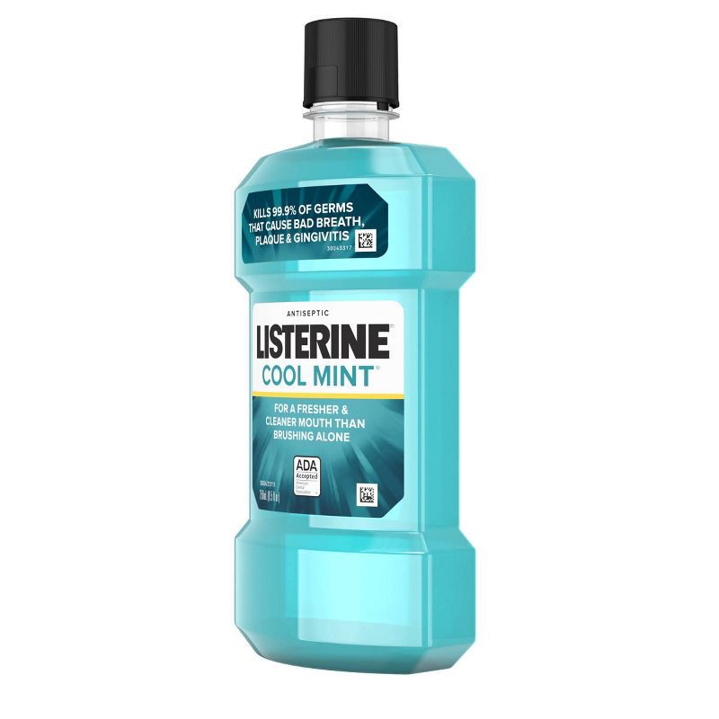 slide 12 of 16, Listerine Antiseptic Mouthwash for Bad Breath and Plaque Cool Mint - 250ml, 250 ml