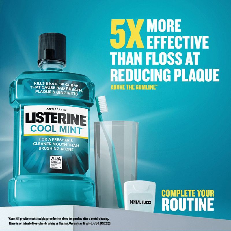 slide 13 of 15, Listerine Antiseptic Mouthwash for Bad Breath and Plaque Cool Mint - 250ml, 250 ml