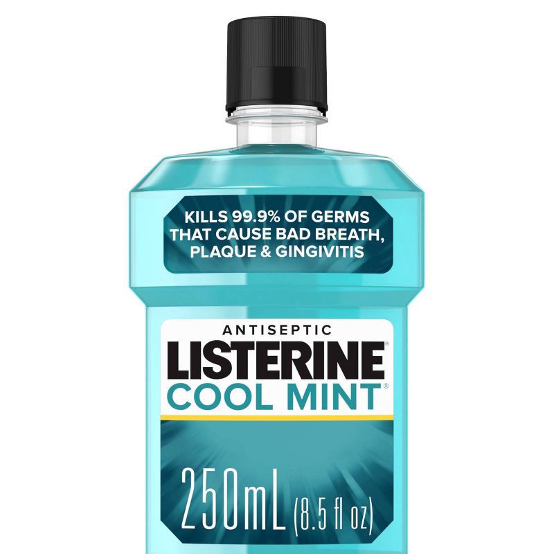 slide 1 of 15, Listerine Antiseptic Mouthwash for Bad Breath and Plaque Cool Mint - 250ml, 250 ml