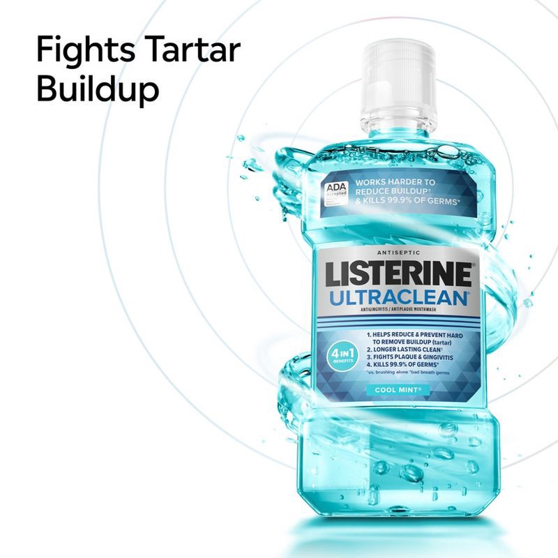 slide 4 of 9, Listerine Ultraclean Tartar Control Antiseptic Mouthwash Cool Mint - 500ml, 500 ml