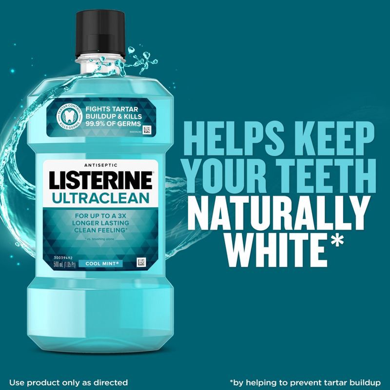 slide 6 of 10, Listerine Ultraclean Tartar Control Antiseptic Mouthwash Cool Mint - 500ml, 500 ml