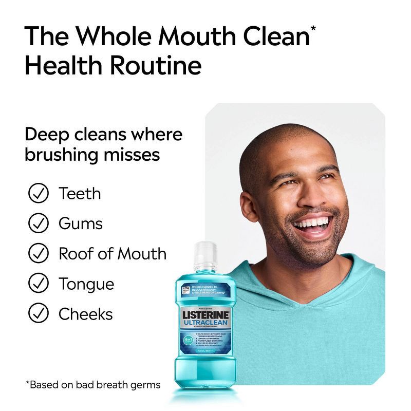 slide 7 of 9, Listerine Ultraclean Tartar Control Antiseptic Mouthwash Cool Mint - 500ml, 500 ml