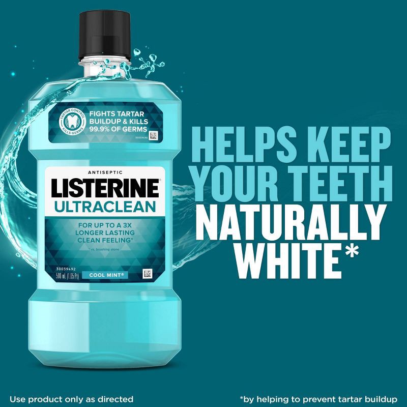 slide 7 of 7, Listerine Ultraclean Tartar Control Antiseptic Mouthwash Cool Mint - 500ml, 500 ml