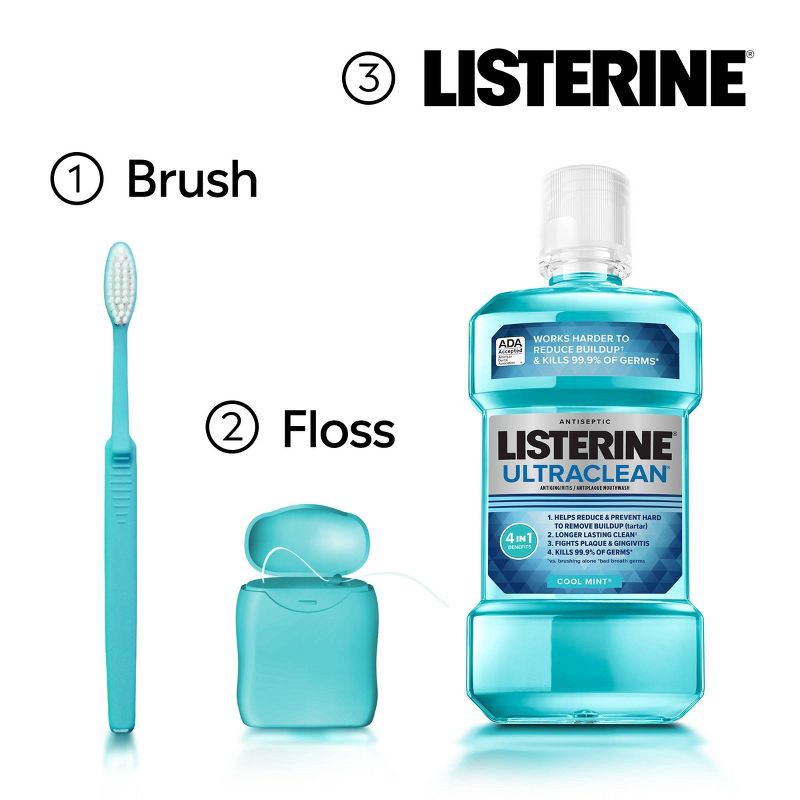 slide 8 of 9, Listerine Ultraclean Tartar Control Antiseptic Mouthwash Cool Mint - 500ml, 500 ml