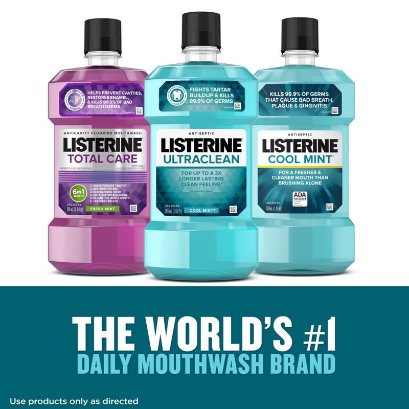 slide 10 of 10, Listerine Ultraclean Tartar Control Antiseptic Mouthwash Cool Mint - 500ml, 500 ml