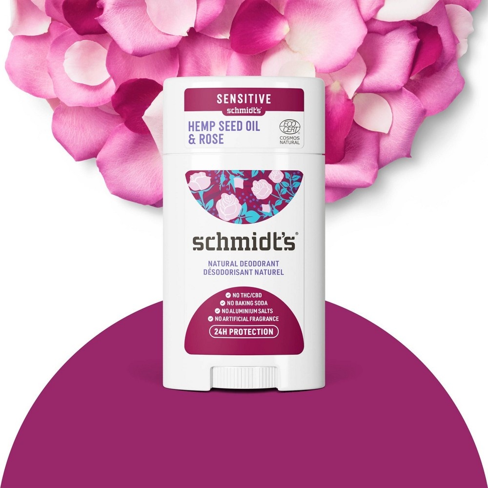 slide 3 of 3, Schmidt's Rose + Black Pepper Aluminum-Free Hemp Seed Oil Natural Deodorant Stick, 2.65 oz