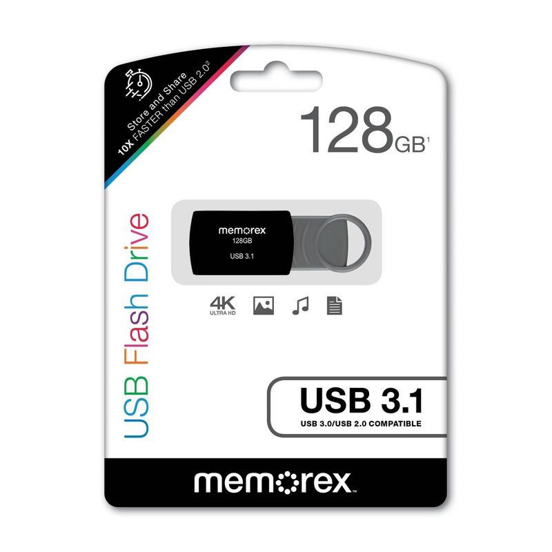 slide 6 of 6, Memorex 128GB USB 3.1 – Black, 1 ct