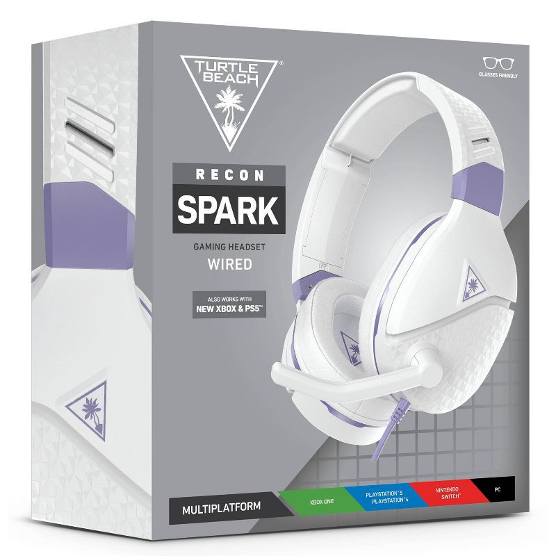 slide 10 of 10, Turtle Beach Recon Spark Wired Gaming Headset for Nintendo Switch/Xbox One/Series X|S/PlayStation 4/5 - White/Purple: 3.5mm Jack, Ideal for Gaming, 1 ct